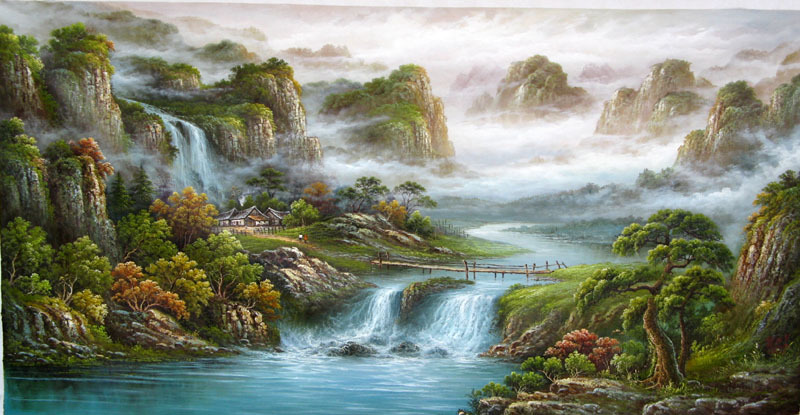 山水油画图(朝鲜山水油画图片大全)